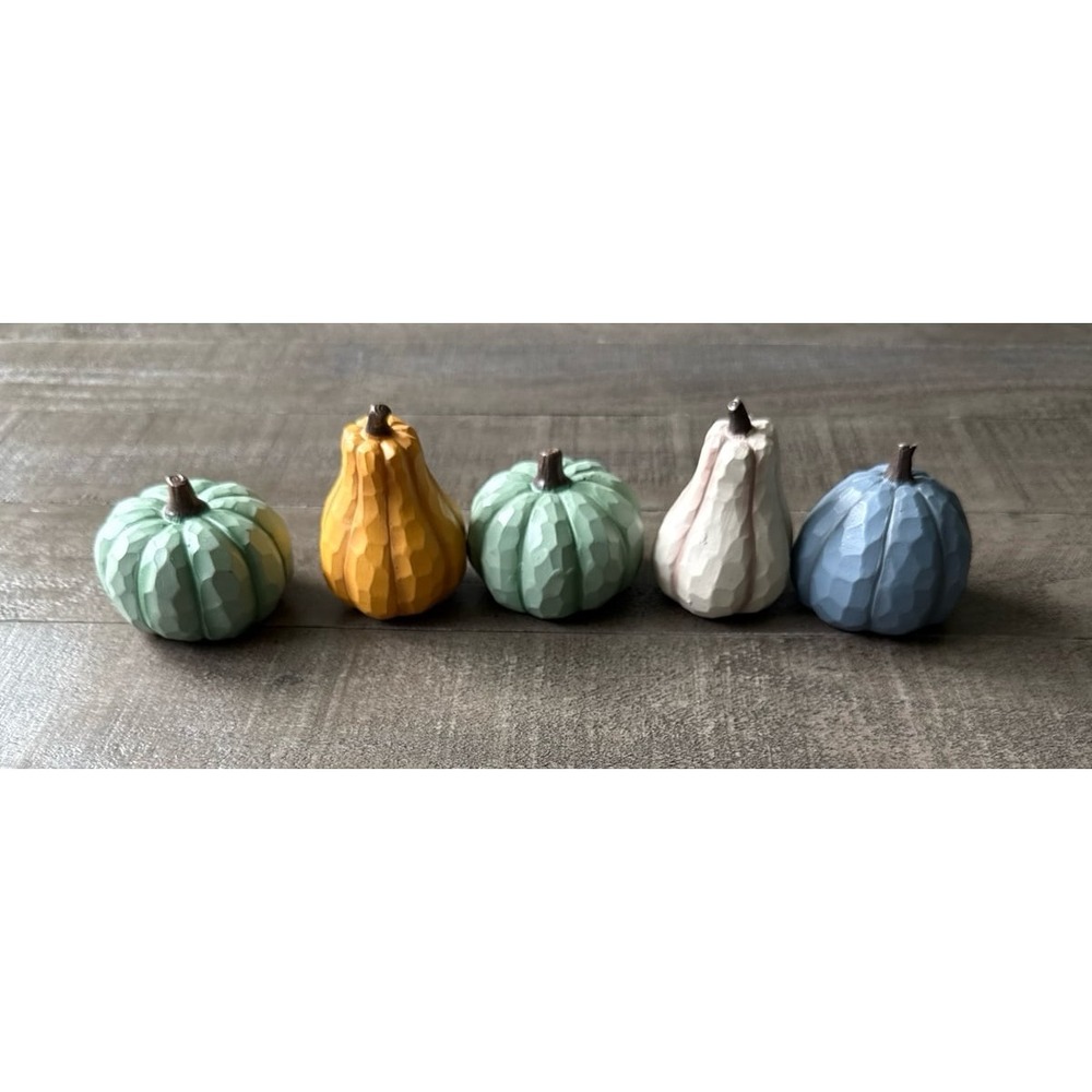 Set of 5 Mini Decorative Pumpkins for Fall Decor